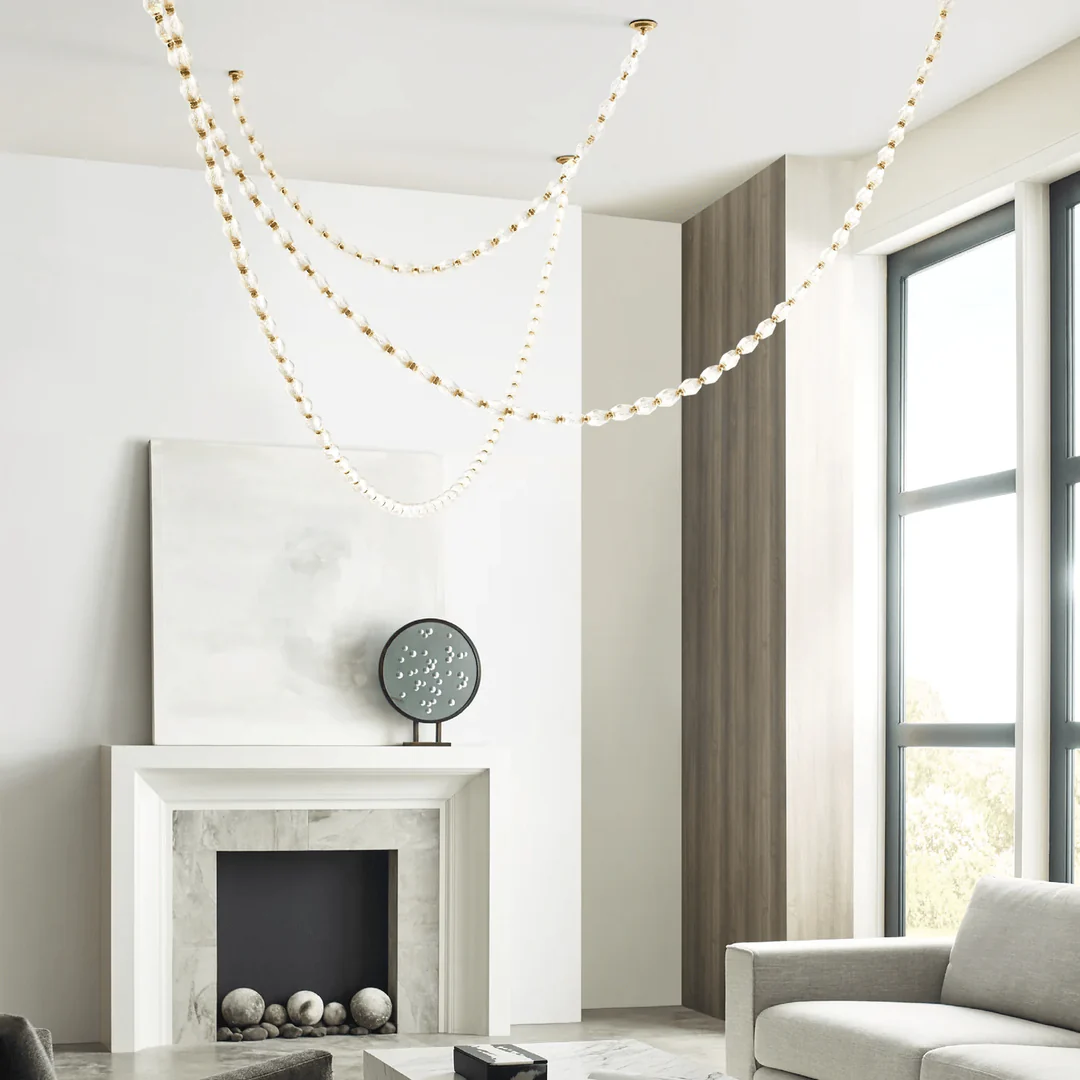 Creative Glass Pearl Necklace Pendnat Chandelier for Living/Dining Room/Staircase