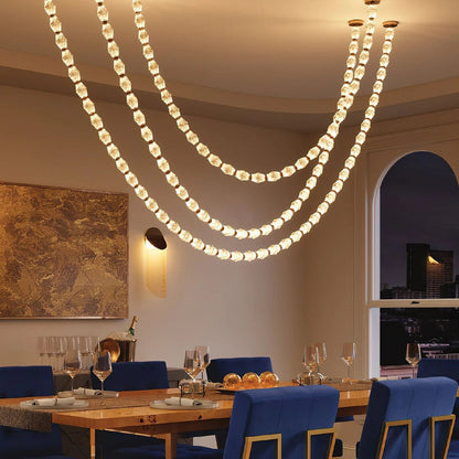 Creative Glass Pearl Necklace Pendnat Chandelier for Living/Dining Room/Staircase