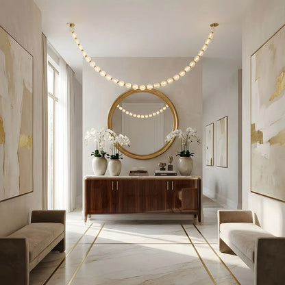 Creative Glass Pearl Necklace Pendnat Chandelier for Living/Dining Room/Staircase