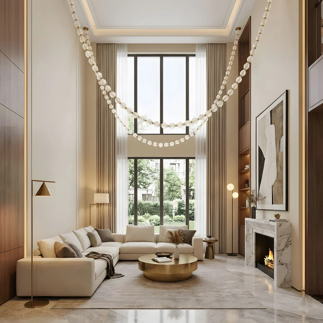 Creative Glass Pearl Necklace Pendnat Chandelier for Living/Dining Room/Staircase
