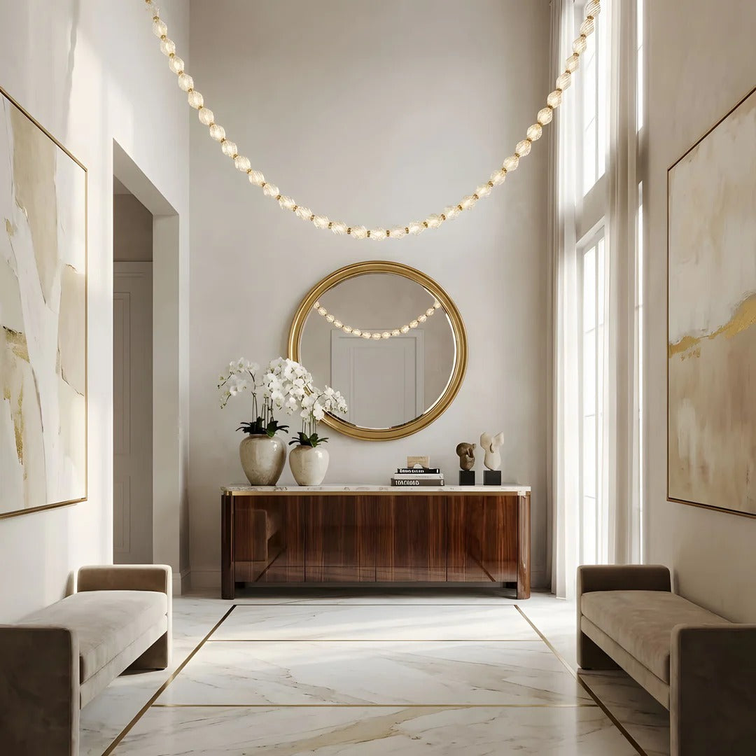 Creative Glass Pearl Necklace Pendnat Chandelier for Living/Dining Room/Staircase