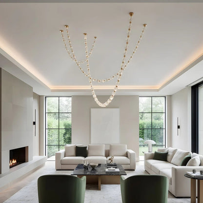 Creative Glass Pearl Necklace Pendnat Chandelier for Living/Dining Room/Staircase