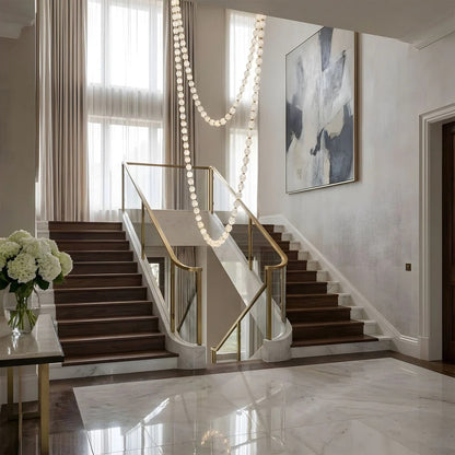 Creative Glass Pearl Necklace Pendnat Chandelier for Living/Dining Room/Staircase