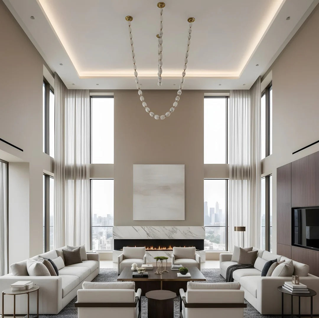 Creative Glass Pearl Necklace Pendnat Chandelier for Living/Dining Room/Staircase
