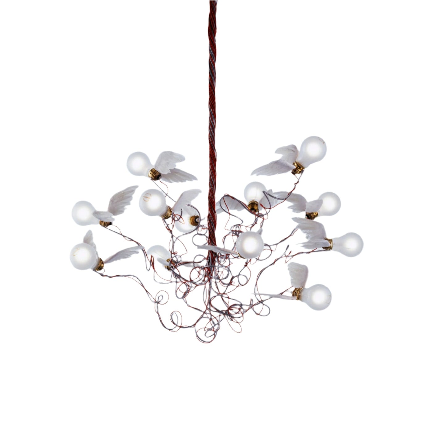 Nivynus LED Chandelier Brass & Goose Feather 27.6"W x 27.6"D