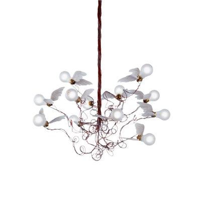 Nivynus LED Chandelier Brass & Goose Feather 27.6"W x 27.6"D