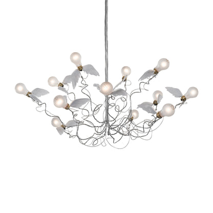 Nivynus LED Chandelier Brass & Goose Feather 27.6"W x 27.6"D