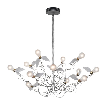 Nivynus LED Chandelier Brass & Goose Feather 27.6"W x 27.6"D
