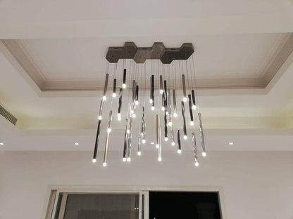Bellini Rectangular Tri-Tone Tubular Pendant Light Chandelier - Richardrider
