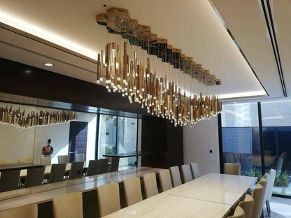 Bellini Square Tri-Tone Tubular Pendant Light Chandelier - Richardrider