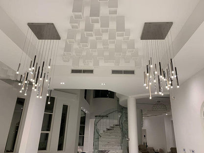 Bellini Square Tri-Tone Tubular Pendant Light Chandelier - Richardrider