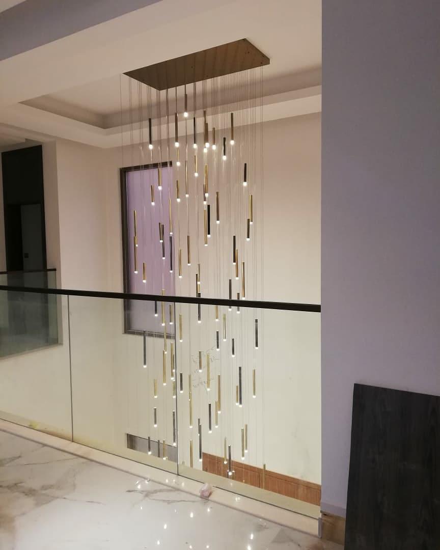 Brillia Round Two-Tone Tubular Pendant Light Chandelier - Richardrider