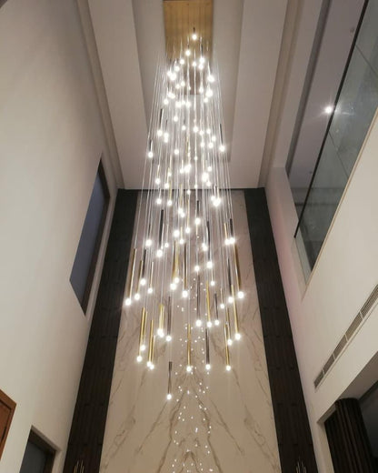 Bellini Rectangular Tri-Tone Tubular Pendant Light Chandelier - Richardrider