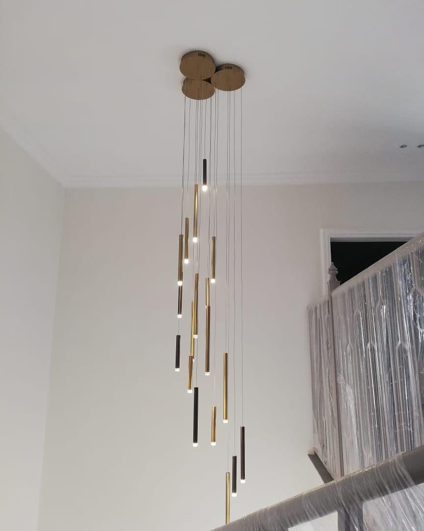 Brillia Round Two-Tone Tubular Pendant Light Chandelier - Richardrider