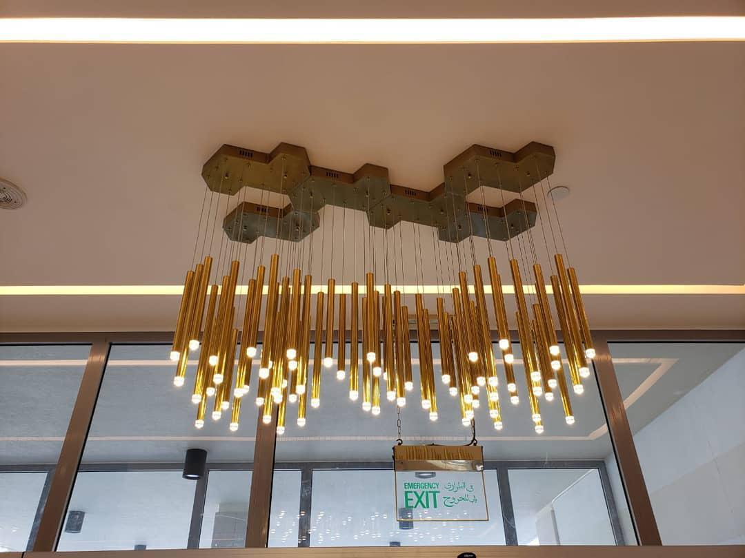 Brillia Round Two-Tone Tubular Pendant Light Chandelier - Richardrider