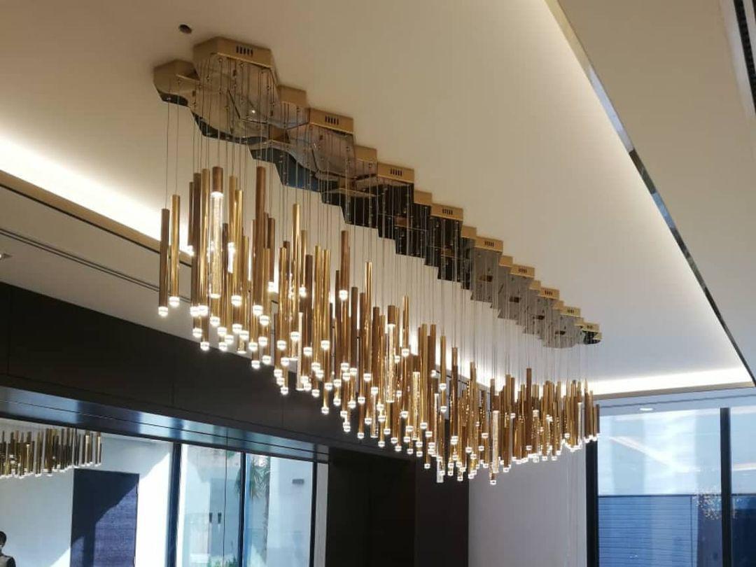 Bellini Square Tri-Tone Tubular Pendant Light Chandelier - Richardrider