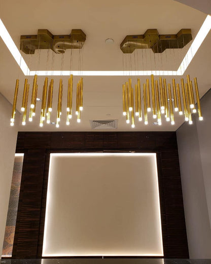Bellini Square Tri-Tone Tubular Pendant Light Chandelier - Richardrider
