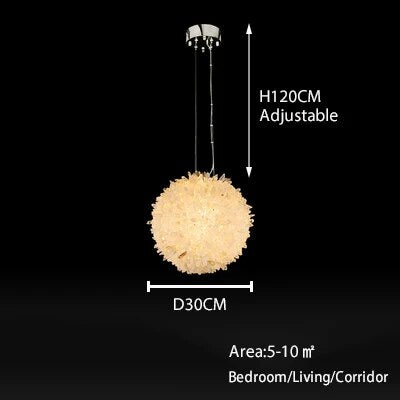 Cervine Clear Geode Quartz Crystal Ball Pendant Light 9" 12" 16" 20" - Richardrider