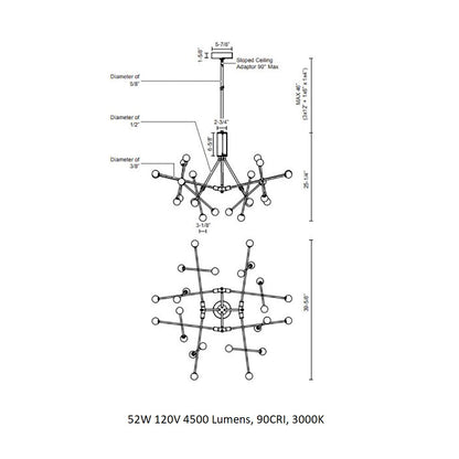 Winynar Chandelier Metal & Glass 39.6"W x 39.6"D