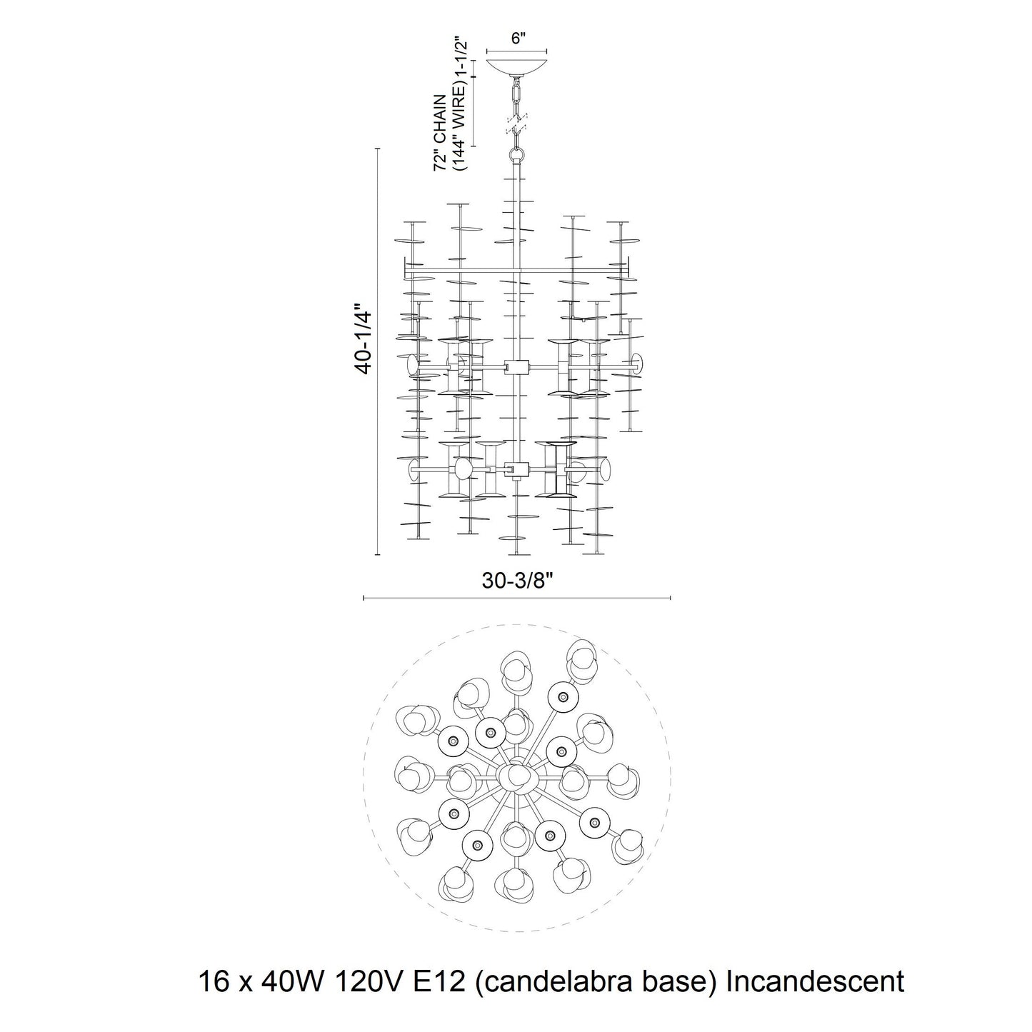 Toraewyn Chandelier Steel 30.4"D