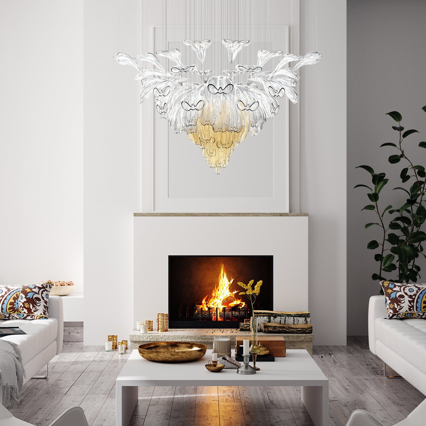Veraenus Chandelier Hand-blown Bohemian Crystal Glass 39.4"D