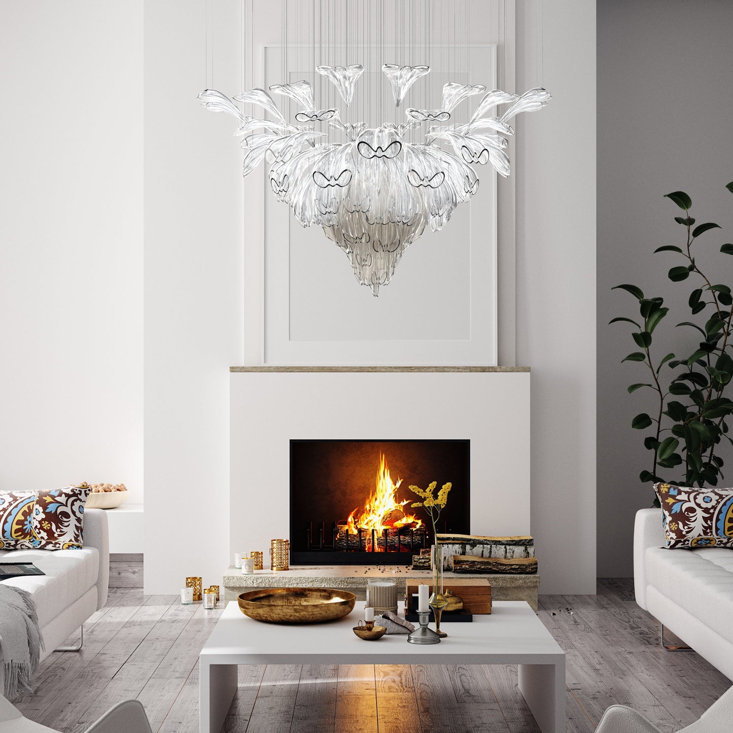 Veraenus Chandelier Hand-blown Bohemian Crystal Glass 39.4"D