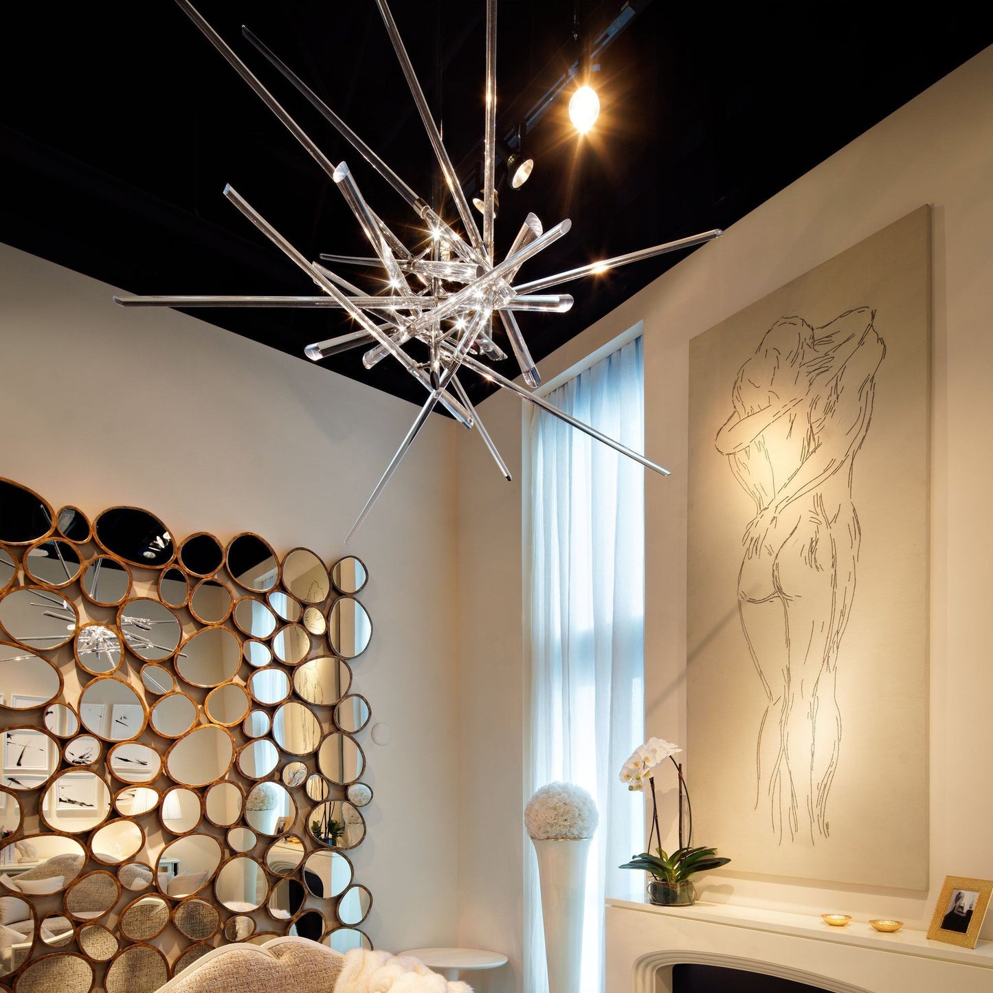 Quaoulume Why Not Sculpture Chandelier Hand Blown Glass & Stainless Steel 59.1"W