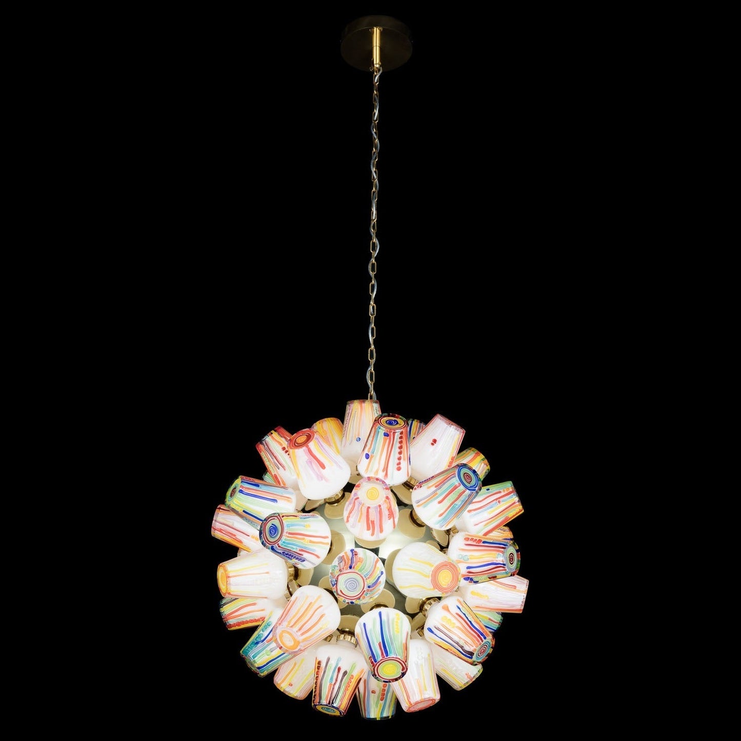 Kelomond Sculpture Sphere Chandelier Hand Blown Artistic Glass & Stainless Steel 32.7"D