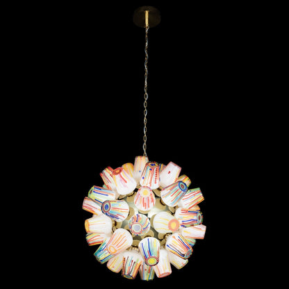 Kelomond Sculpture Sphere Chandelier Hand Blown Artistic Glass & Stainless Steel 32.7"D