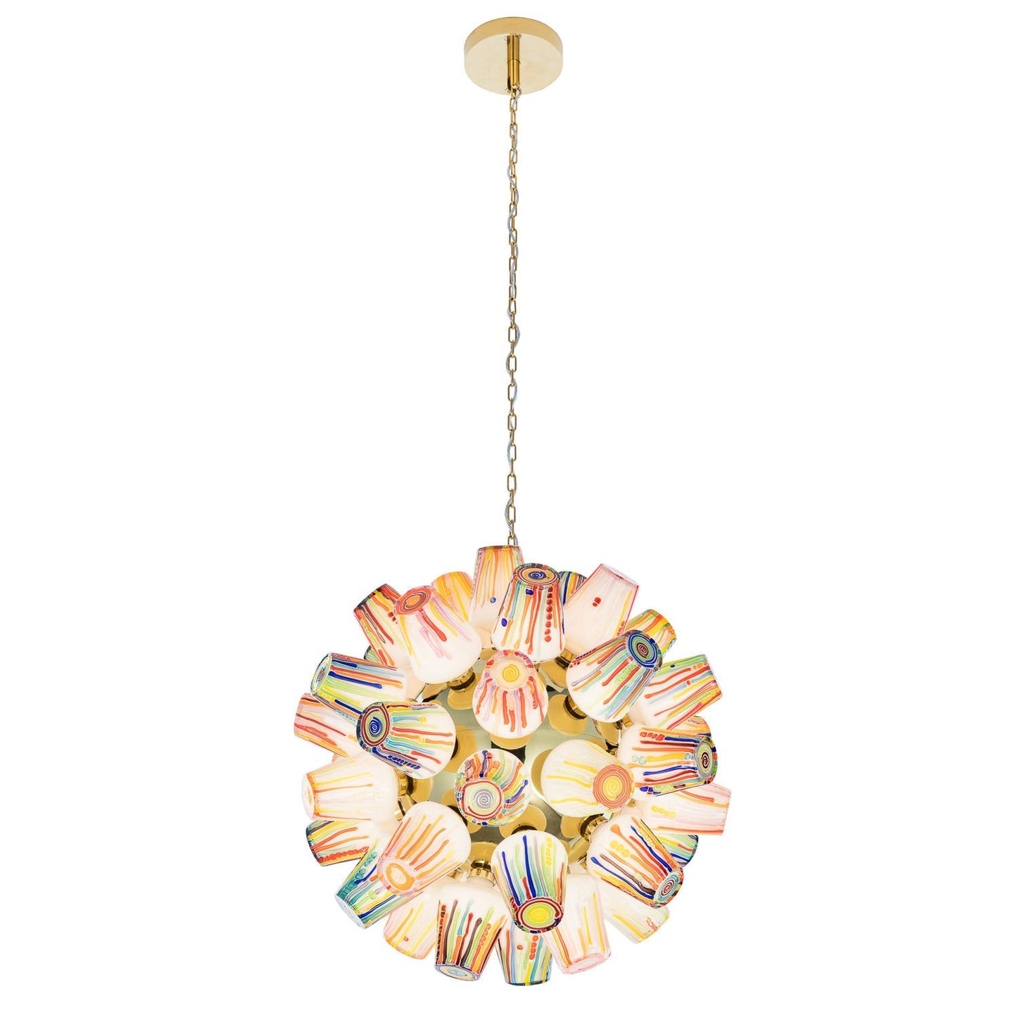 Kelomond Sculpture Sphere Chandelier Hand Blown Artistic Glass & Stainless Steel 32.7"D