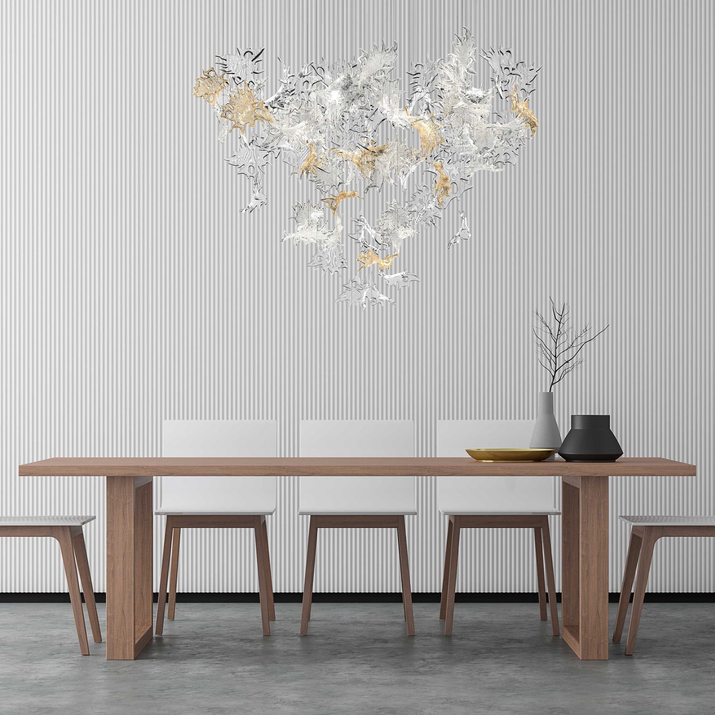 Feneivaro Leaves Chandelier Hand-blown Bohemian Crystal Glass 35.4"D