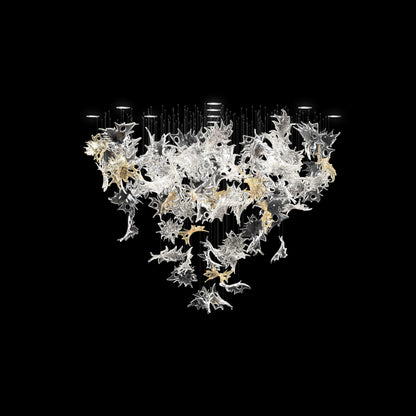 Feneivaro Leaves Chandelier Hand-blown Bohemian Crystal Glass 35.4"D