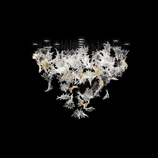 Feneivaro Leaves Chandelier Hand-blown Bohemian Crystal Glass 35.4"D