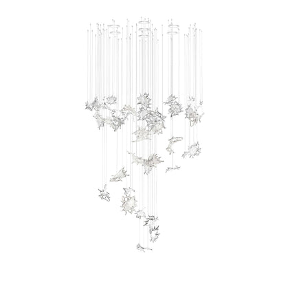 Feneivaro Leaves Chandelier Hand-blown Bohemian Crystal Glass 35.4"D