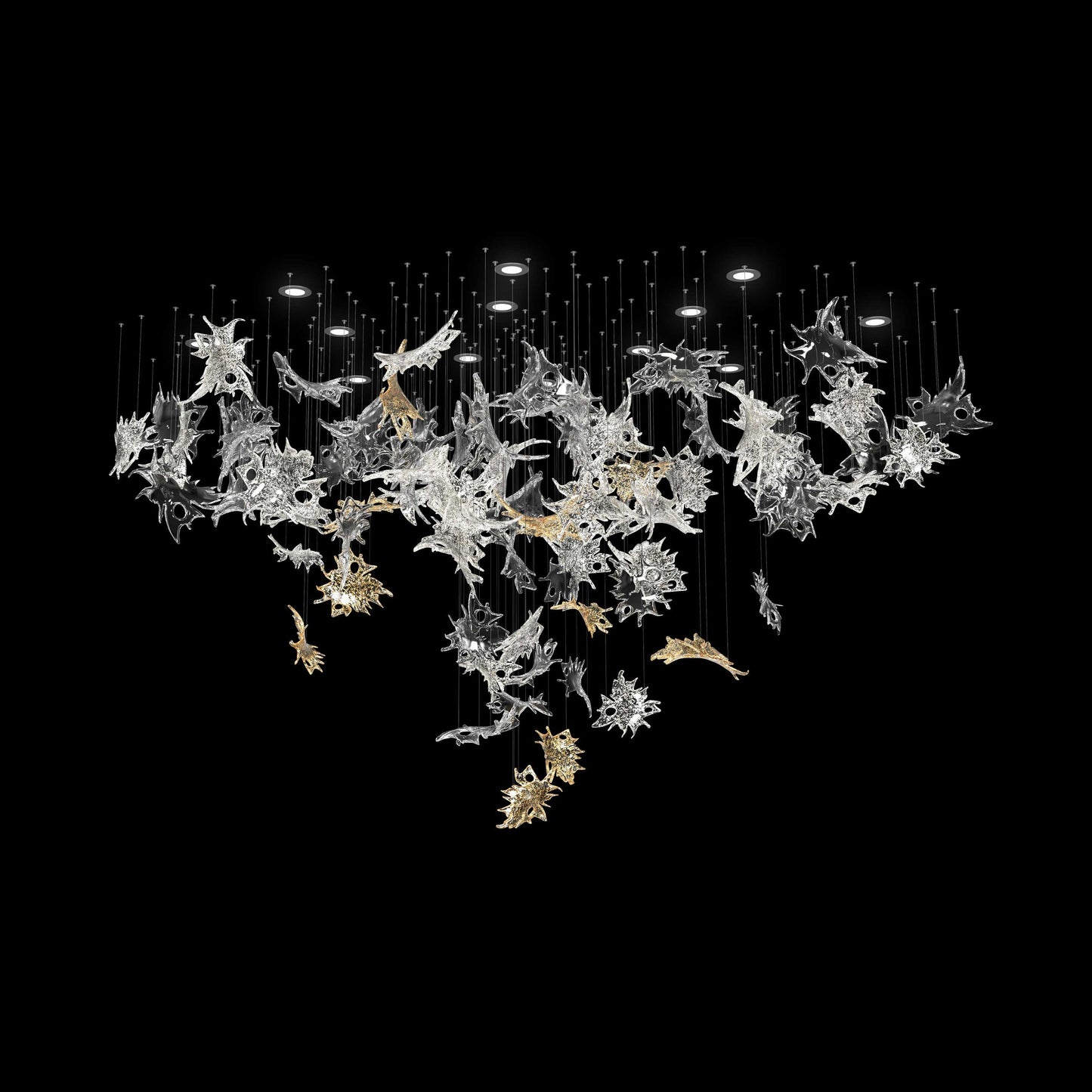 Feneivaro Leaves Oval Chandelier Hand-blown Bohemian Crystal Glass 116.6"W x 33.1"D