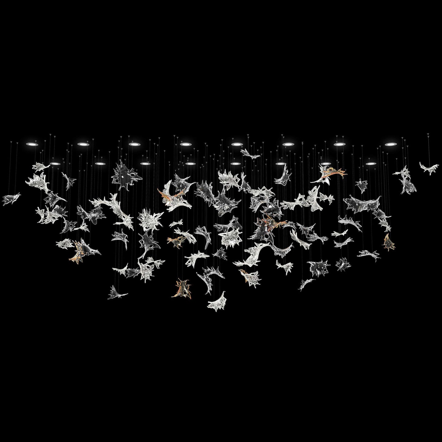 Feneivaro Leaves Oval Chandelier Hand-blown Bohemian Crystal Glass 116.6"W x 33.1"D