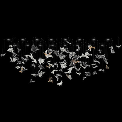Feneivaro Leaves Oval Chandelier Hand-blown Bohemian Crystal Glass 116.6"W x 33.1"D