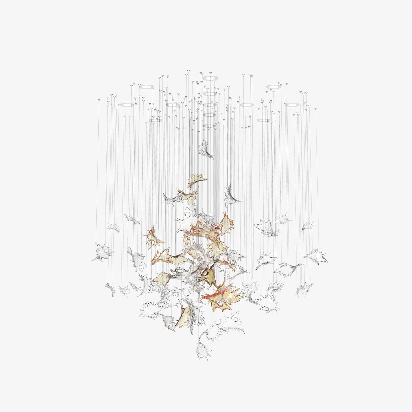 Feneivaro Leaves Round Chandelier Hand-blown Bohemian Crystal Glass 55.1"D