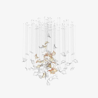 Feneivaro Leaves Round Chandelier Hand-blown Bohemian Crystal Glass 55.1"D