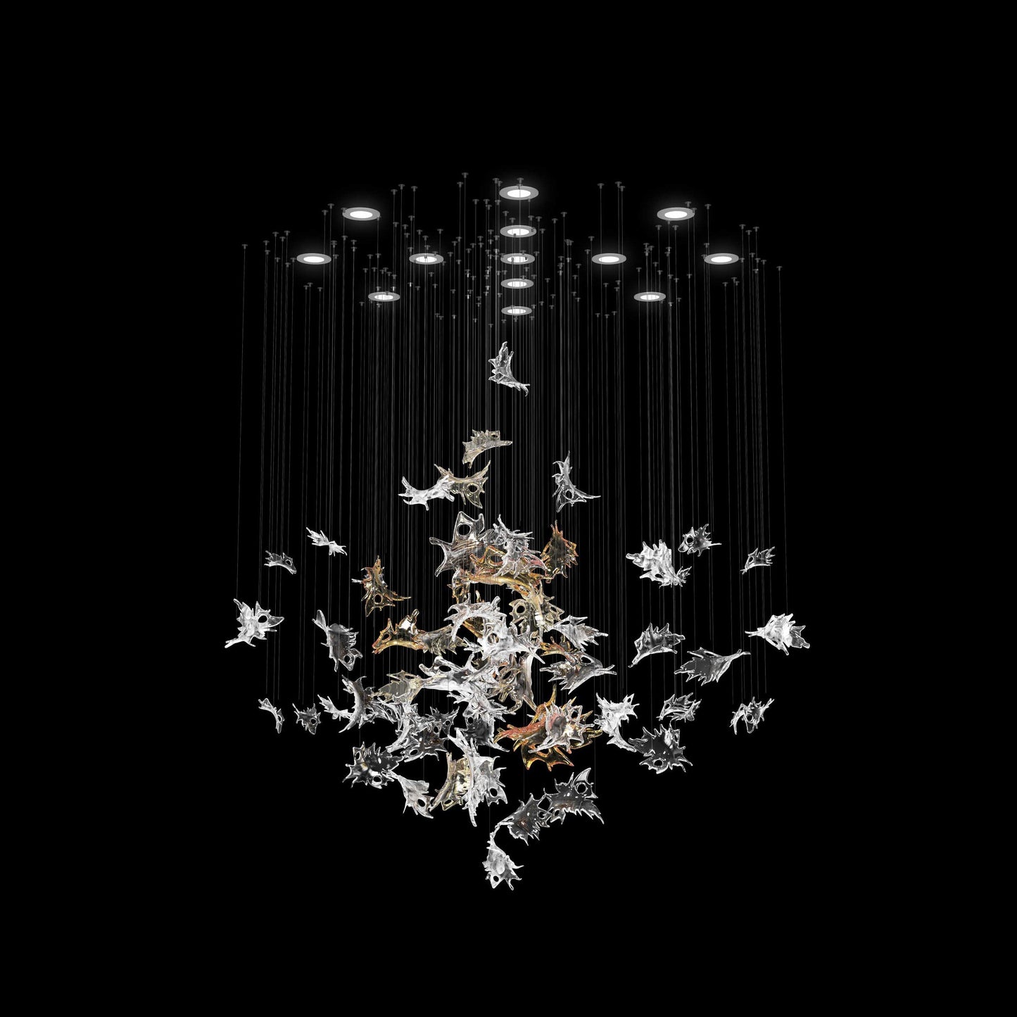 Feneivaro Leaves Round Chandelier Hand-blown Bohemian Crystal Glass 55.1"D