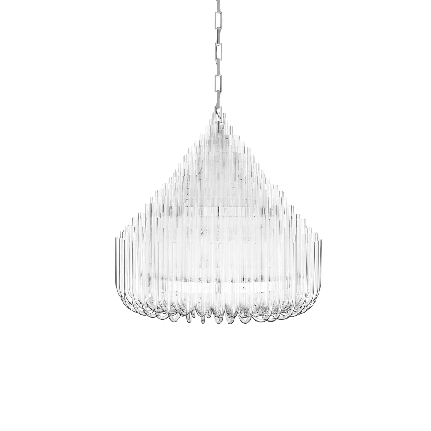 Doriocyn Sculpture Chandelier Hand Made Glass & Stainless Steel 34.6"D