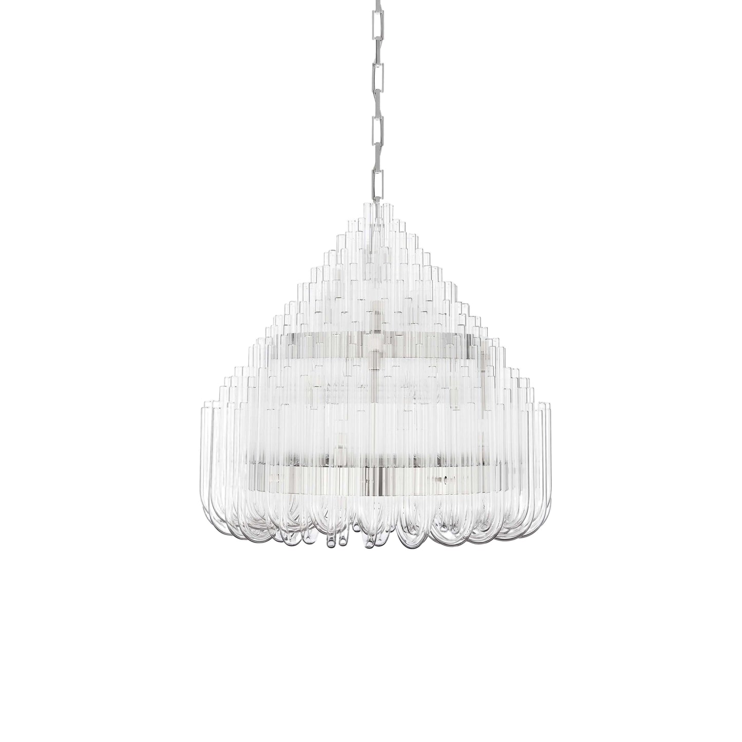 Doriocyn Sculpture Chandelier Hand Made Glass & Stainless Steel 34.6"D