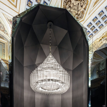 Doriocyn Sculpture Chandelier Hand Made Glass & Stainless Steel 34.6"D