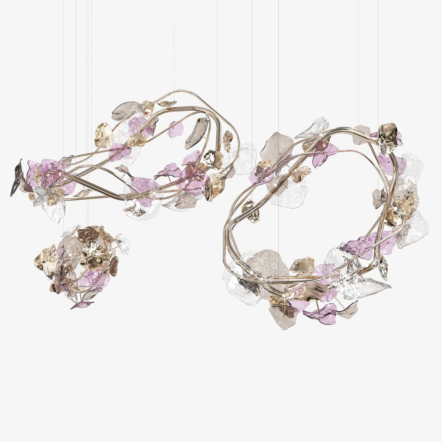 Galolix Chandelier Hand-blown Bohemian Crystal Glass & Metal 23.6"W x 21.6"D