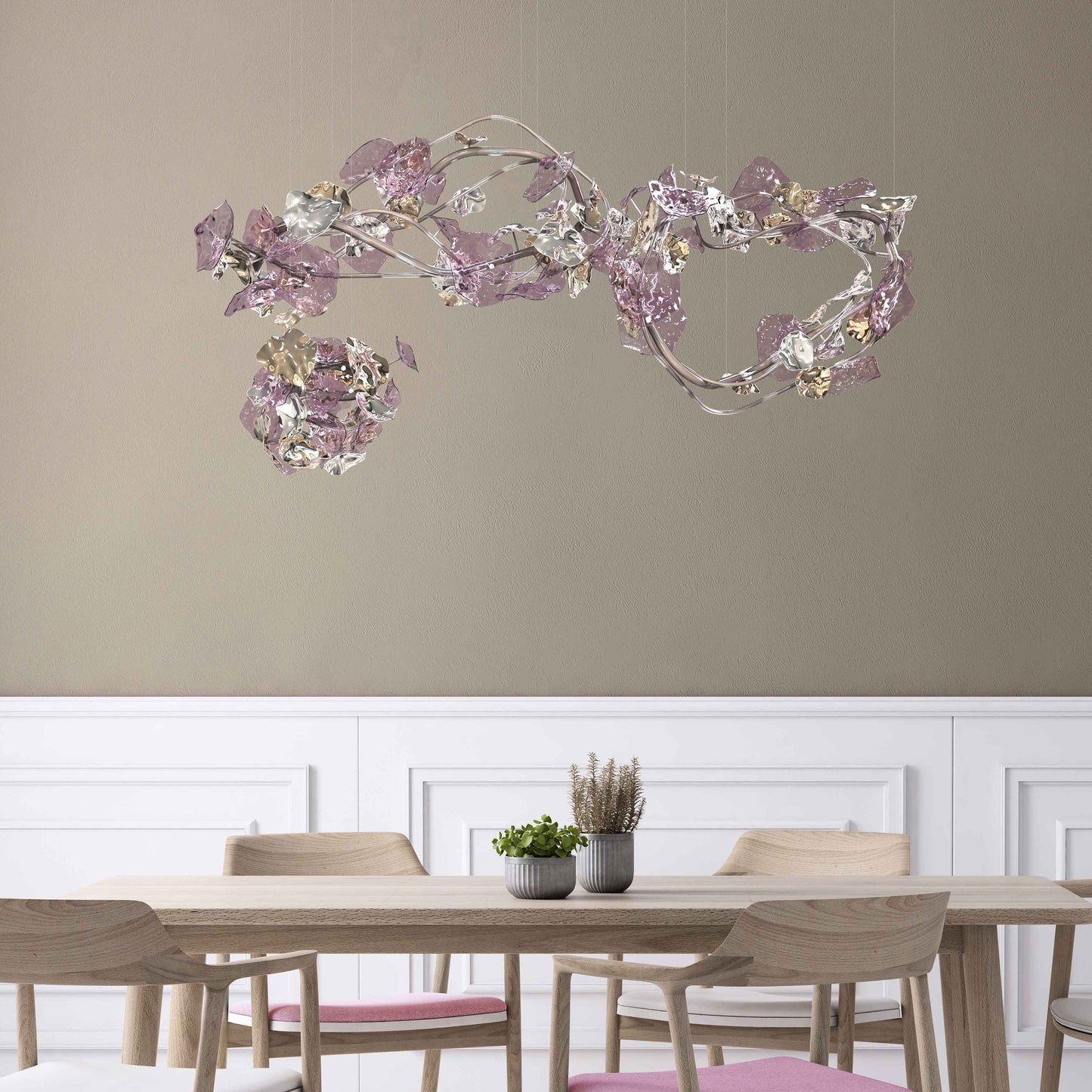 Galolix Chandelier Hand-blown Bohemian Crystal Glass & Metal 23.6"W x 21.6"D