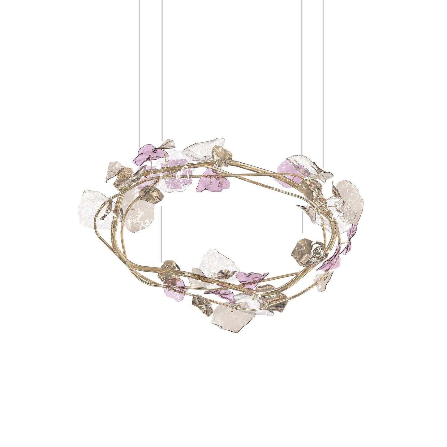 Galolix Oval Chandelier Hand-blown Bohemian Crystal Glass & Metal 59.1"W x 39.4"D