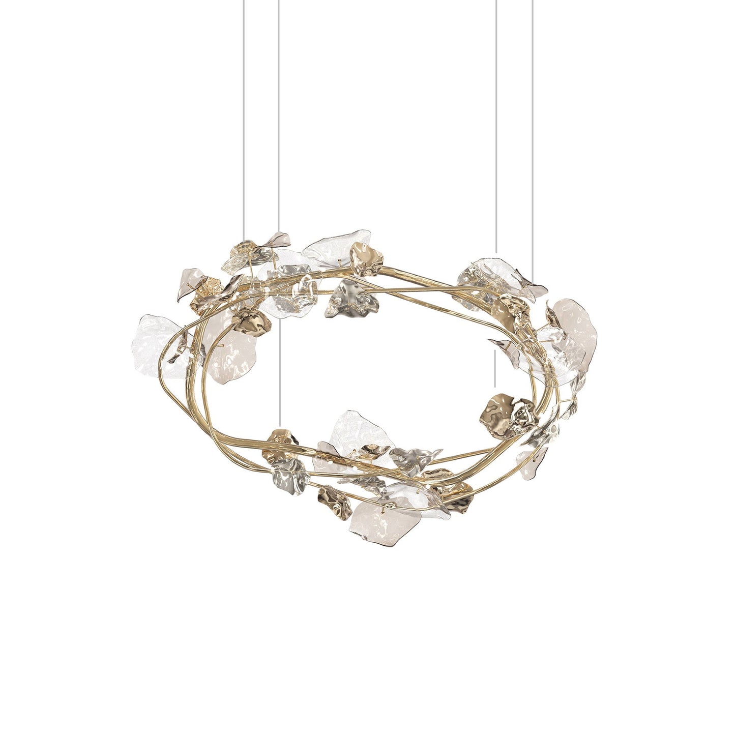 Galolix Oval Chandelier Hand-blown Bohemian Crystal Glass & Metal 59.1"W x 39.4"D