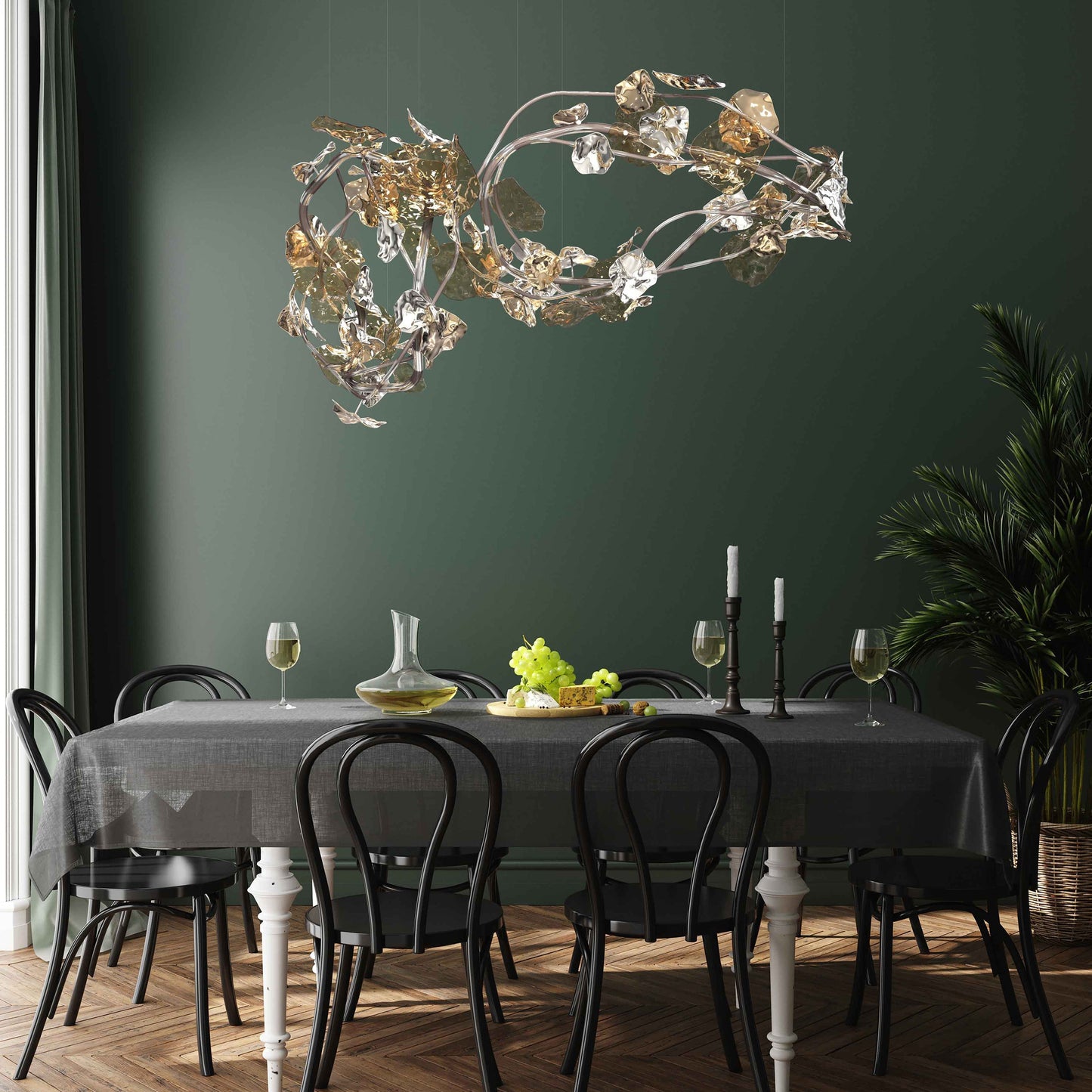 Galolix Oval Chandelier Hand-blown Bohemian Crystal Glass & Metal 59.1"W x 39.4"D