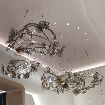 Galolix Oval Chandelier Hand-blown Bohemian Crystal Glass & Metal 59.1"W x 39.4"D