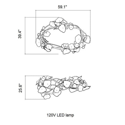 Galolix Oval Chandelier Hand-blown Bohemian Crystal Glass & Metal 59.1"W x 39.4"D